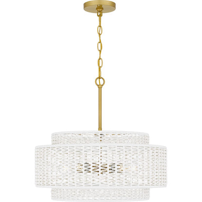 5 Light Pendant, Brushed Gold/Rope