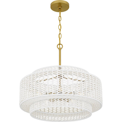 5 Light Pendant, Brushed Gold/Rope