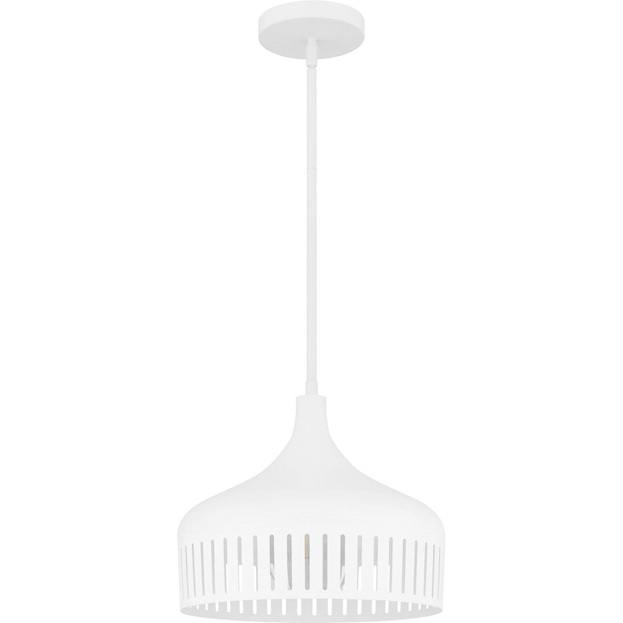 1 Light Pendant, Matte White/Metal