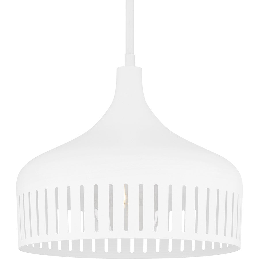 1 Light Pendant, Matte White/Metal