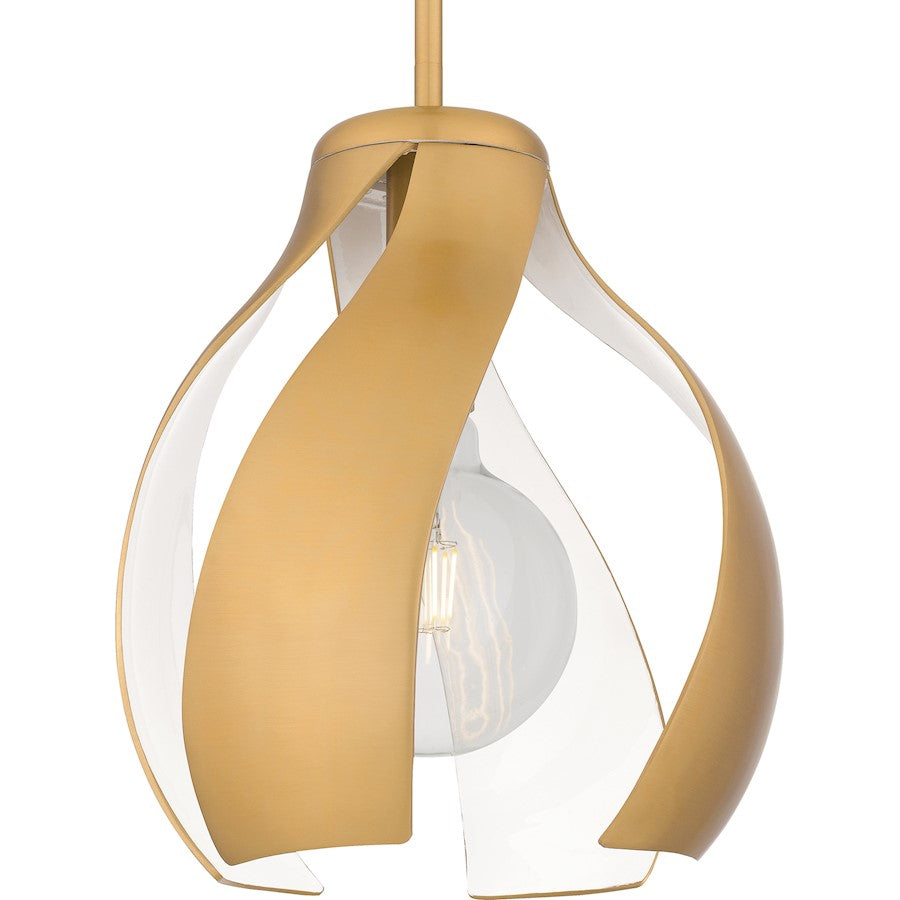 1 Light Pendant, Brushed Weathered Brass