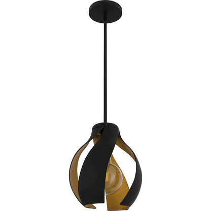 1 Light Pendant, Matte Black/Metal