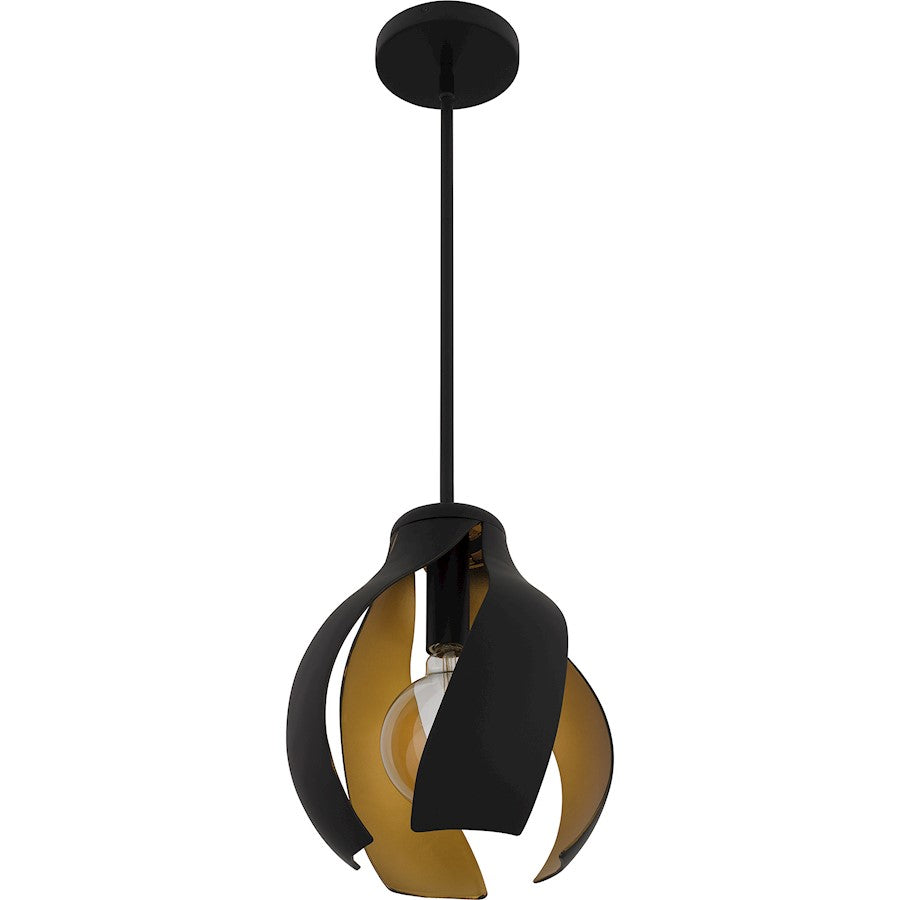 1 Light Pendant, Matte Black/Metal