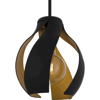 1 Light Pendant, Matte Black/Metal