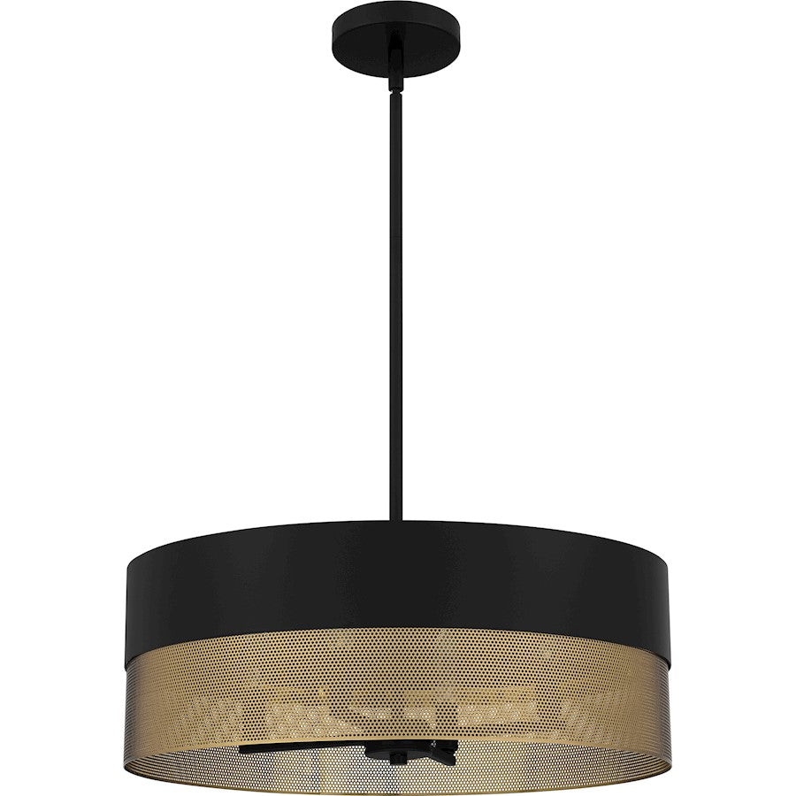 4 Light Pendant, Matte Black/Metal