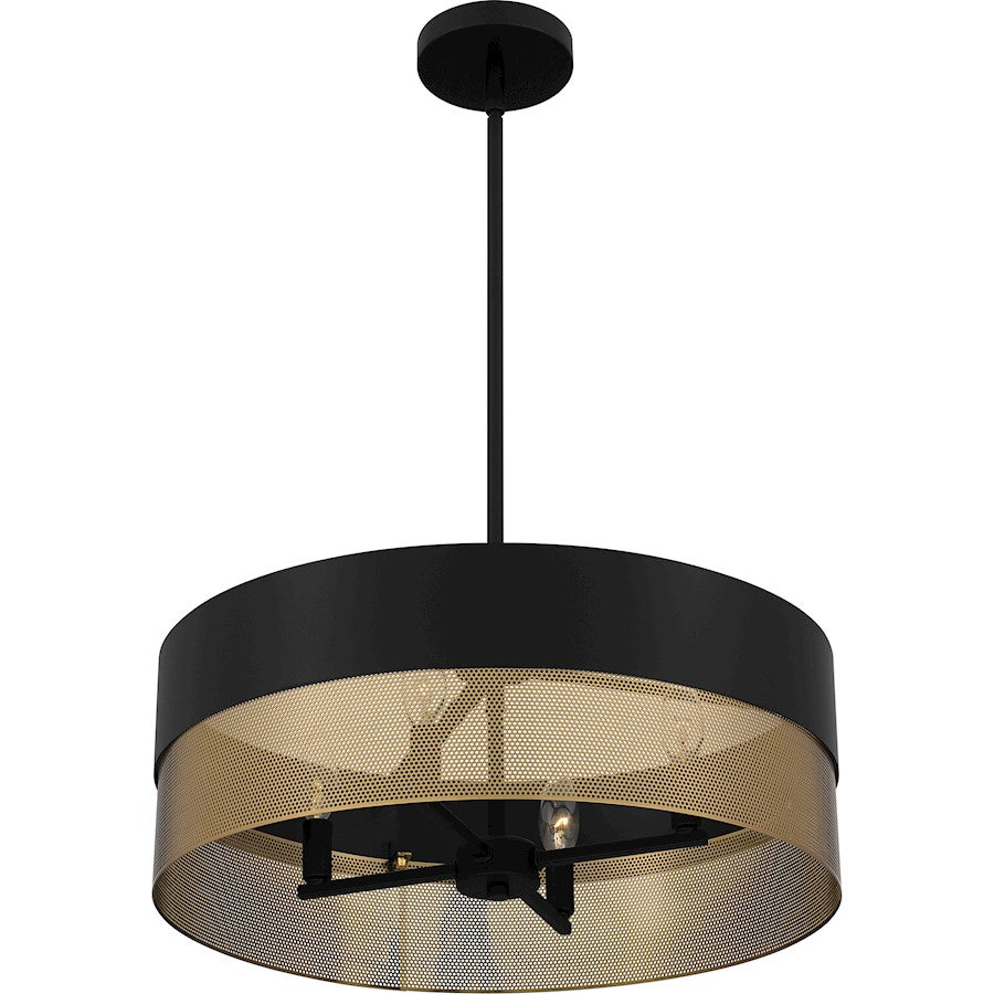 4 Light Pendant, Matte Black/Metal