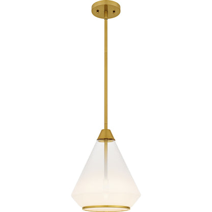 Quoizel Haze 11in 1-Light Mini Pendant | Contemporary Brushed Gold and Clear Ombre Glass | Kitchen Island & Dining Room | Model QP6750BRG