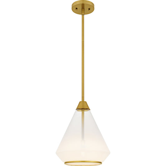 Quoizel Haze 11in 1-Light Mini Pendant | Contemporary Brushed Gold and Clear Ombre Glass | Kitchen Island & Dining Room | Model QP6750BRG