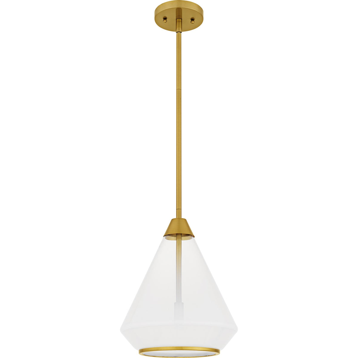 Quoizel Haze 11in 1-Light Mini Pendant | Contemporary Brushed Gold and Clear Ombre Glass | Kitchen Island & Dining Room | Model QP6750BRG