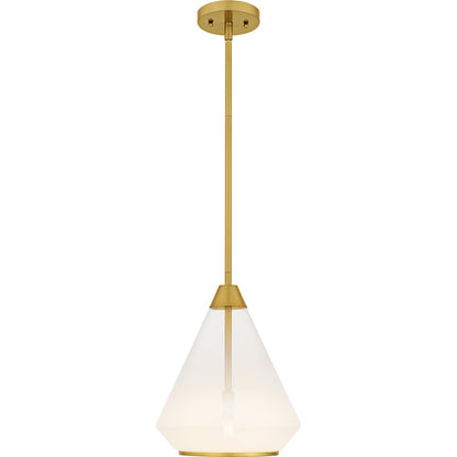 Quoizel Haze 11in 1-Light Mini Pendant | Contemporary Brushed Gold and Clear Ombre Glass | Kitchen Island & Dining Room | Model QP6750BRG
