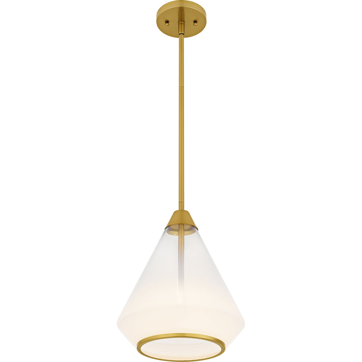 Quoizel Haze 11in 1-Light Mini Pendant | Contemporary Brushed Gold and Clear Ombre Glass | Kitchen Island & Dining Room | Model QP6750BRG