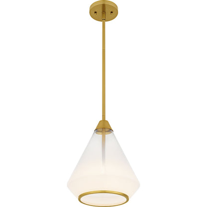 Quoizel Haze 11in 1-Light Mini Pendant | Contemporary Brushed Gold and Clear Ombre Glass | Kitchen Island & Dining Room | Model QP6750BRG