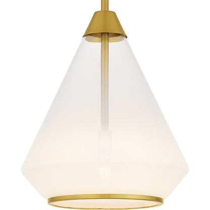 Quoizel Haze 11in 1-Light Mini Pendant | Contemporary Brushed Gold and Clear Ombre Glass | Kitchen Island & Dining Room | Model QP6750BRG