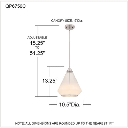 Quoizel Haze 11in 1-Light Mini Pendant | Contemporary Polished Chrome and Clear Ombre Glass | Kitchen Island & Dining Room | Model QP6750C
