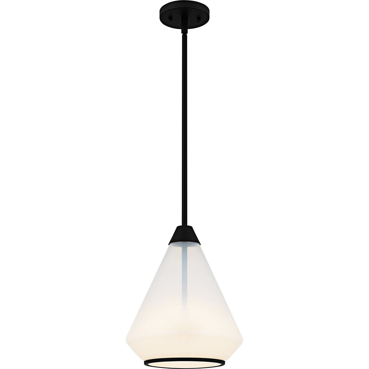 Quoizel Haze 11in 1-Light Mini Pendant | Modern Matte Black and Clear Ombre Glass | Kitchen Island & Dining Room | Model QP6750MBK