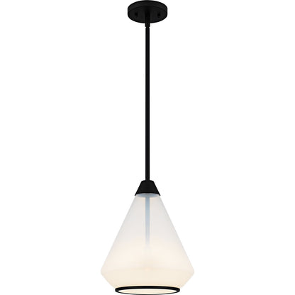 Quoizel Haze 11in 1-Light Mini Pendant | Modern Matte Black and Clear Ombre Glass | Kitchen Island & Dining Room | Model QP6750MBK