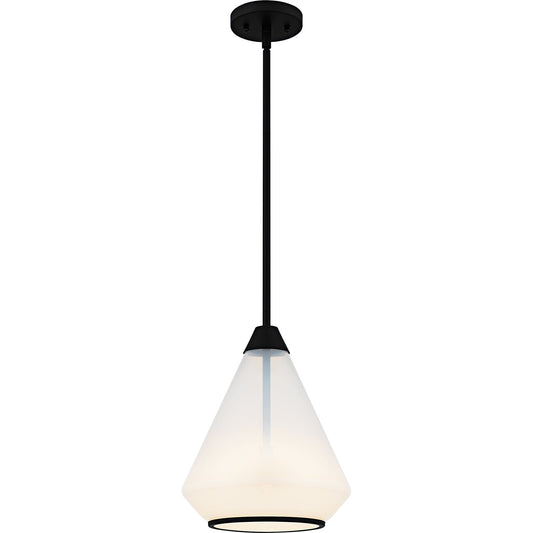 Quoizel Haze 11in 1-Light Mini Pendant | Modern Matte Black and Clear Ombre Glass | Kitchen Island & Dining Room | Model QP6750MBK