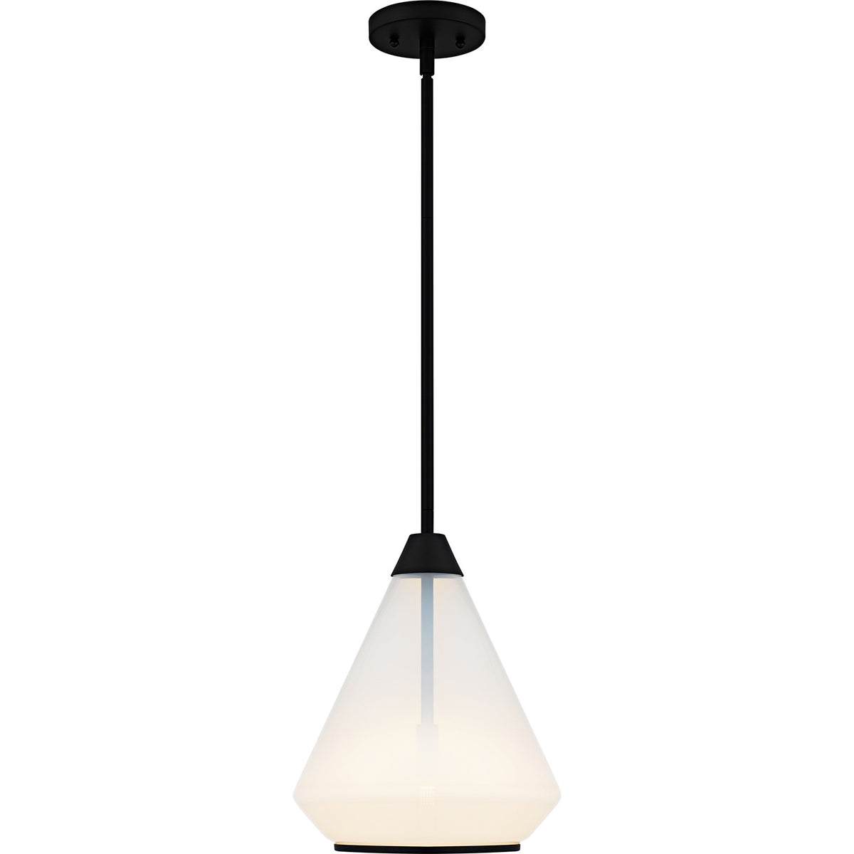 Quoizel Haze 11in 1-Light Mini Pendant | Modern Matte Black and Clear Ombre Glass | Kitchen Island & Dining Room | Model QP6750MBK