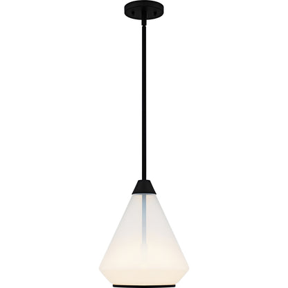 Quoizel Haze 11in 1-Light Mini Pendant | Modern Matte Black and Clear Ombre Glass | Kitchen Island & Dining Room | Model QP6750MBK