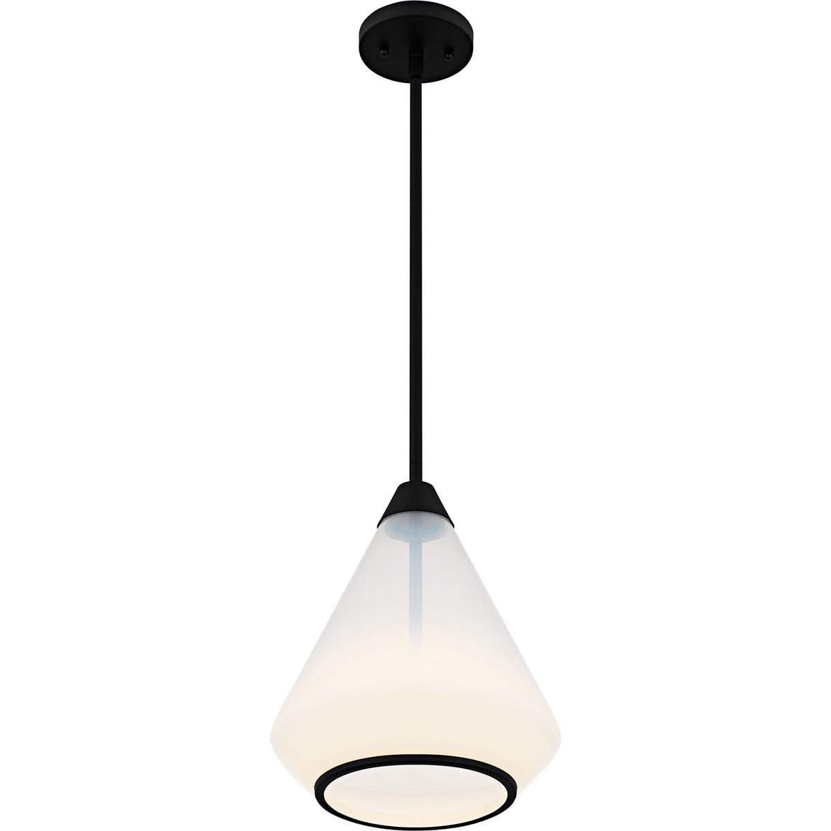 Quoizel Haze 11in 1-Light Mini Pendant | Modern Matte Black and Clear Ombre Glass | Kitchen Island & Dining Room | Model QP6750MBK