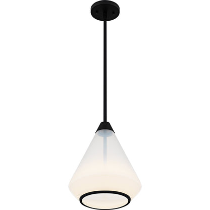 Quoizel Haze 11in 1-Light Mini Pendant | Modern Matte Black and Clear Ombre Glass | Kitchen Island & Dining Room | Model QP6750MBK