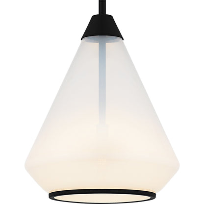 Quoizel Haze 11in 1-Light Mini Pendant | Modern Matte Black and Clear Ombre Glass | Kitchen Island & Dining Room | Model QP6750MBK