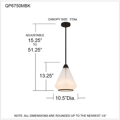 Quoizel Haze 11in 1-Light Mini Pendant | Modern Matte Black and Clear Ombre Glass | Kitchen Island & Dining Room | Model QP6750MBK