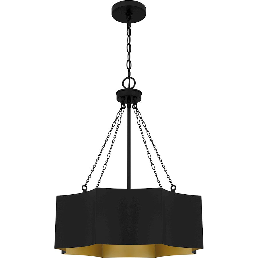 4 Light Pendant, Matte Black/Metal