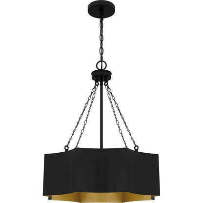 4 Light Pendant, Matte Black/Metal