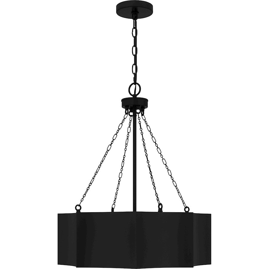 4 Light Pendant, Matte Black/Metal