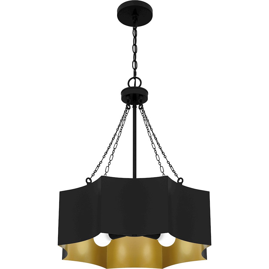 4 Light Pendant, Matte Black/Metal