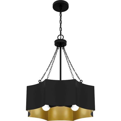 4 Light Pendant, Matte Black/Metal