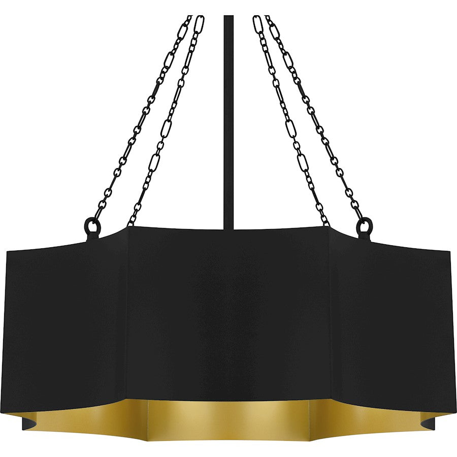 4 Light Pendant, Matte Black/Metal