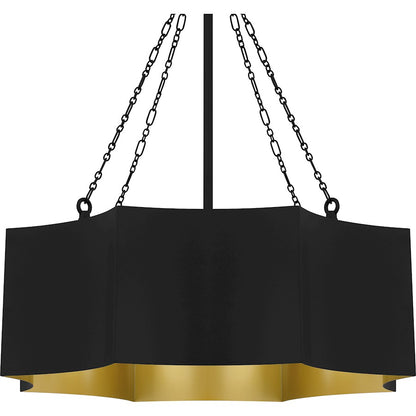 4 Light Pendant, Matte Black/Metal