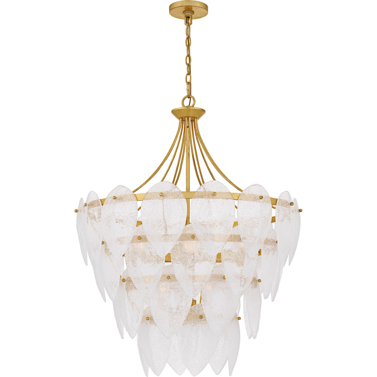 Quoizel Lilestone 28in 7-Light Pendant | Traditional Gold Leaf and Clear Seedy Glass | Dining Room & Foyer | 28 x 28 x 35 in | Model QP6766GFL