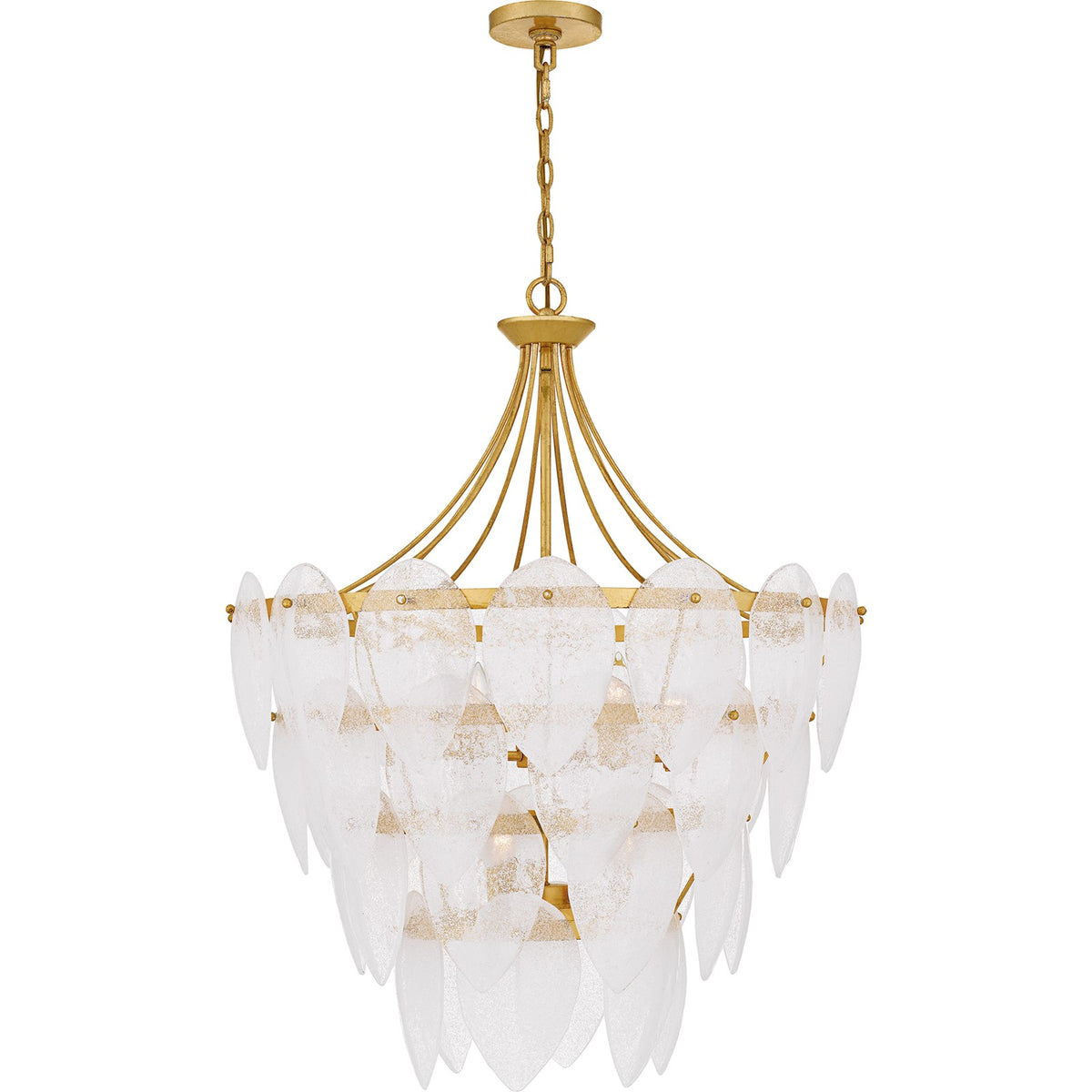 Quoizel Lilestone 28in 7-Light Pendant | Traditional Gold Leaf and Clear Seedy Glass | Dining Room & Foyer | 28 x 28 x 35 in | Model QP6766GFL