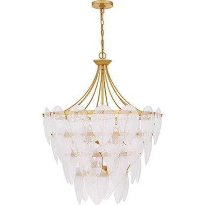 Quoizel Lilestone 28in 7-Light Pendant | Traditional Gold Leaf and Clear Seedy Glass | Dining Room & Foyer | 28 x 28 x 35 in | Model QP6766GFL