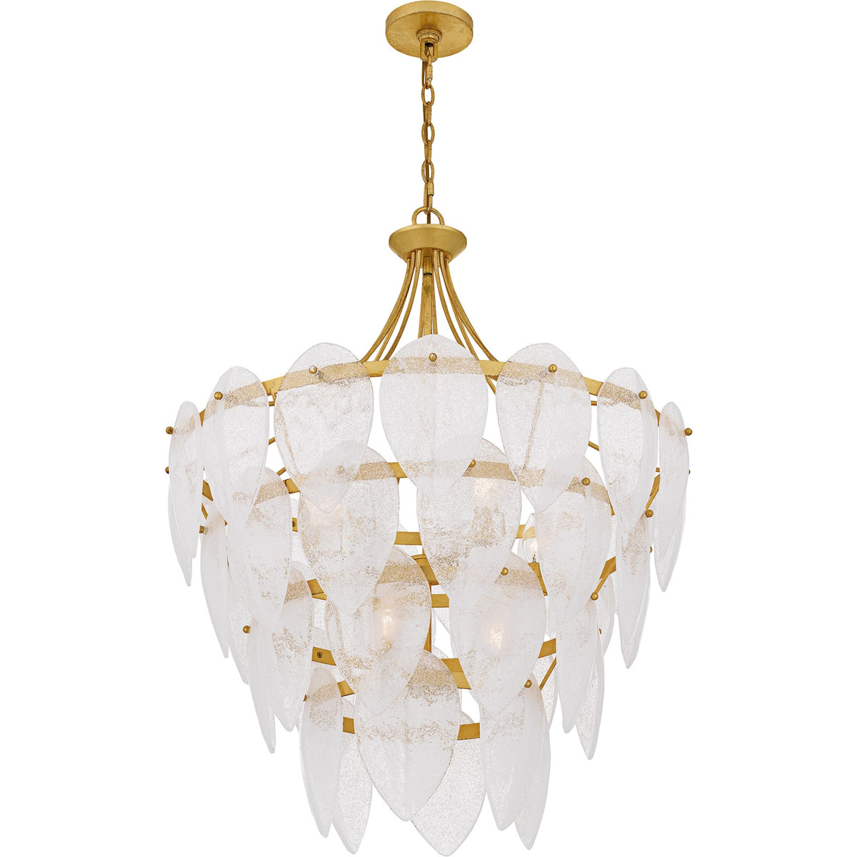 Quoizel Lilestone 28in 7-Light Pendant | Traditional Gold Leaf and Clear Seedy Glass | Dining Room & Foyer | 28 x 28 x 35 in | Model QP6766GFL