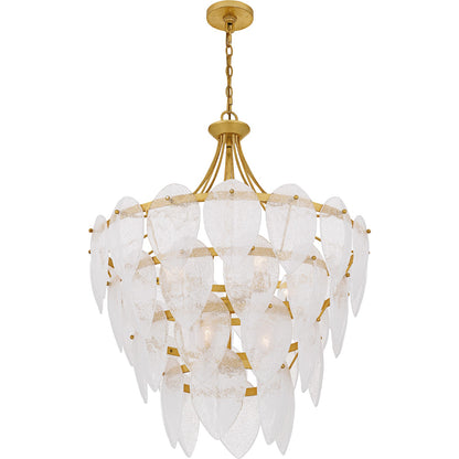 Quoizel Lilestone 28in 7-Light Pendant | Traditional Gold Leaf and Clear Seedy Glass | Dining Room & Foyer | 28 x 28 x 35 in | Model QP6766GFL