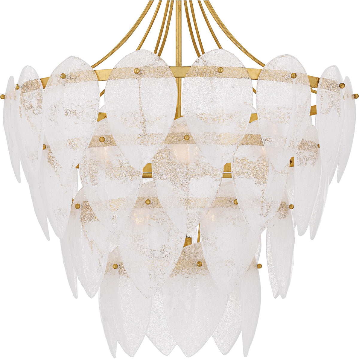 Quoizel Lilestone 28in 7-Light Pendant | Traditional Gold Leaf and Clear Seedy Glass | Dining Room & Foyer | 28 x 28 x 35 in | Model QP6766GFL