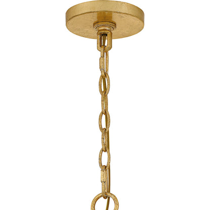 Quoizel Lilestone 28in 7-Light Pendant | Traditional Gold Leaf and Clear Seedy Glass | Dining Room & Foyer | 28 x 28 x 35 in | Model QP6766GFL