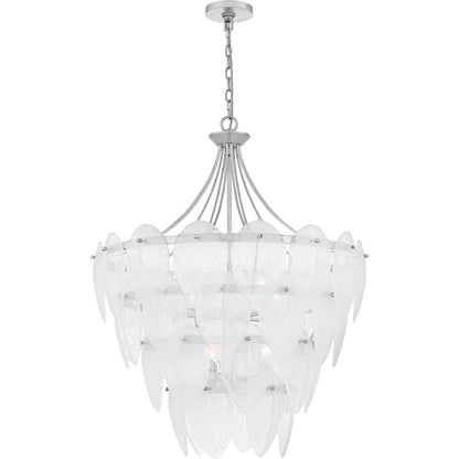 Quoizel Lilestone 28in 7-Light Pendant | Traditional Silver Leaf and Clear Seedy Glass | Dining Room & Foyer | 28 x 28 x 35 in | Model QP6766SL