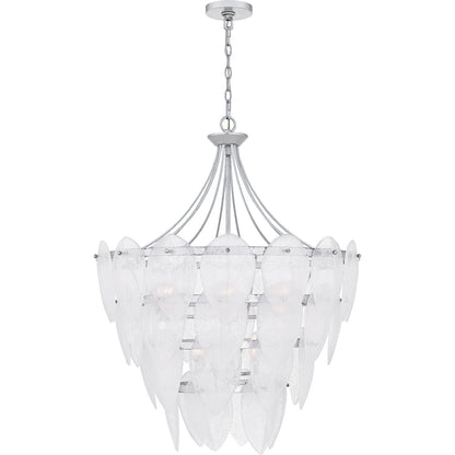 Quoizel Lilestone 28in 7-Light Pendant | Traditional Silver Leaf and Clear Seedy Glass | Dining Room & Foyer | 28 x 28 x 35 in | Model QP6766SL