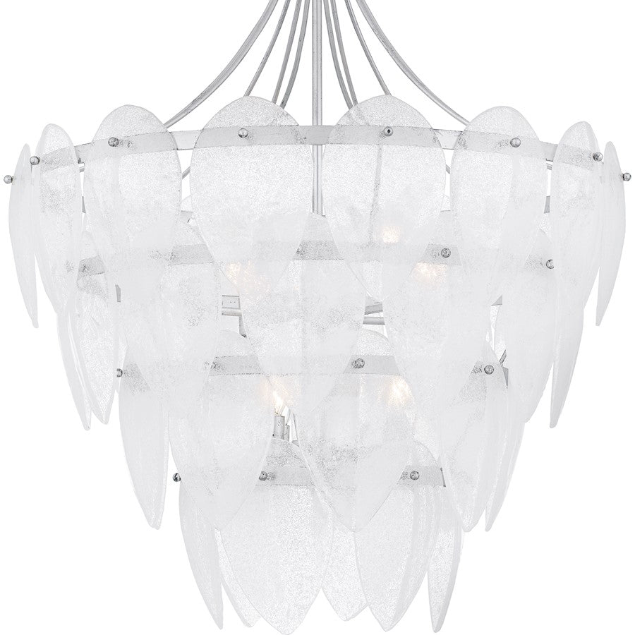 Quoizel Lilestone 28in 7-Light Pendant | Traditional Silver Leaf and Clear Seedy Glass | Dining Room & Foyer | 28 x 28 x 35 in | Model QP6766SL