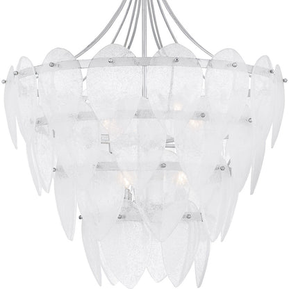 Quoizel Lilestone 28in 7-Light Pendant | Traditional Silver Leaf and Clear Seedy Glass | Dining Room & Foyer | 28 x 28 x 35 in | Model QP6766SL