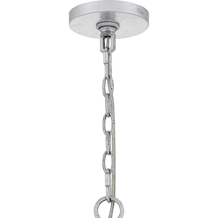 Quoizel Lilestone 28in 7-Light Pendant | Traditional Silver Leaf and Clear Seedy Glass | Dining Room & Foyer | 28 x 28 x 35 in | Model QP6766SL