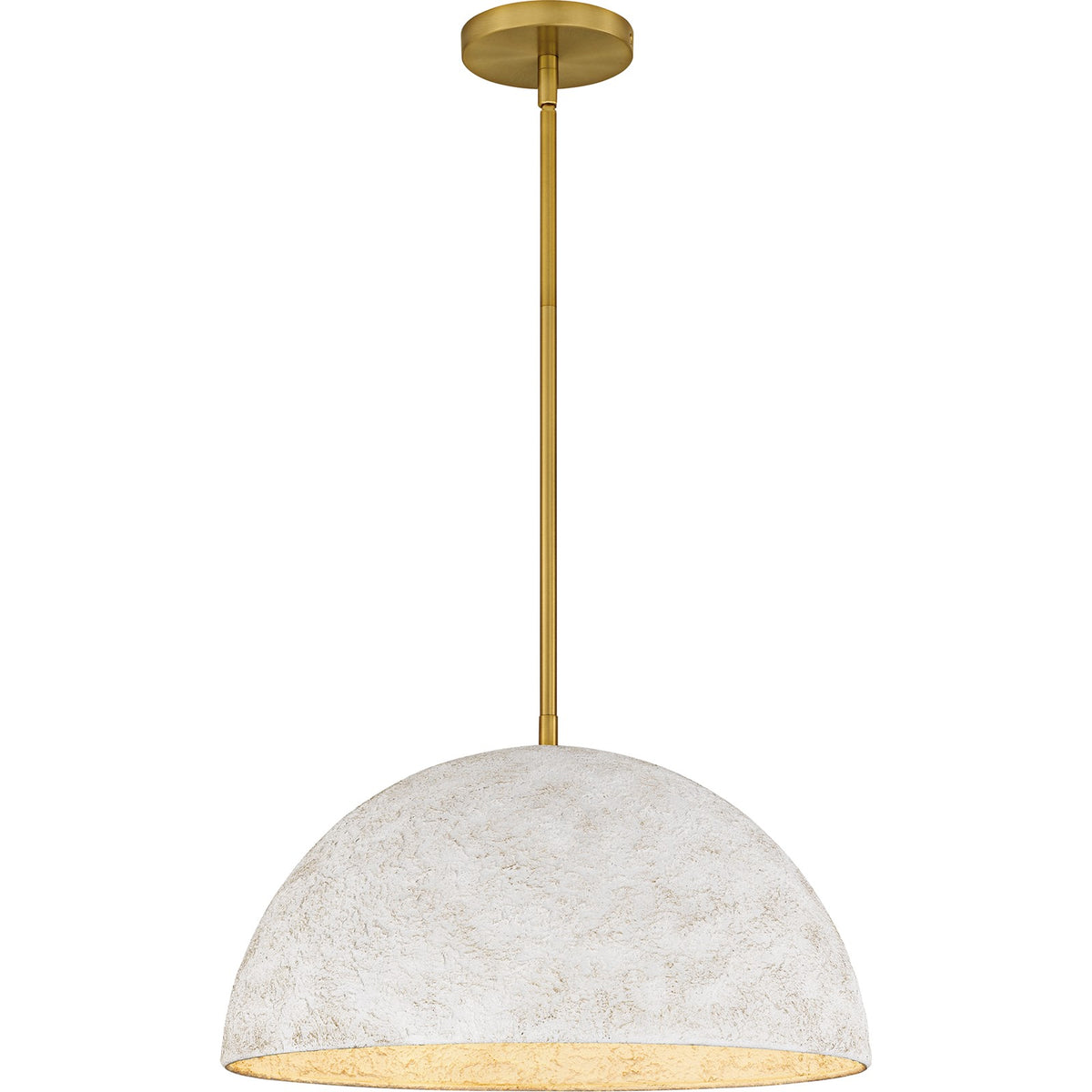 Quoizel Portia 18in 3-Light Pendant | Modern Brushed Gold and White Metal Shade | Kitchen Island & Dining Room | 18 x 18 x 10 in | Model QP6768BRG