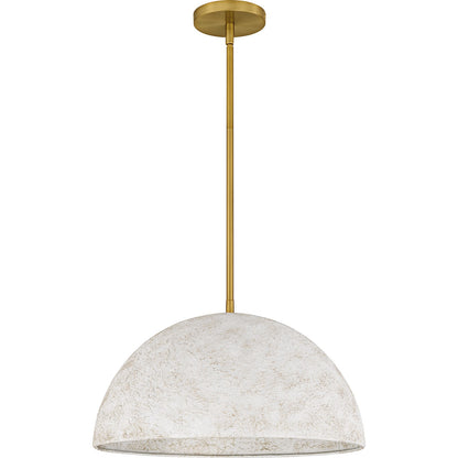 Quoizel Portia 18in 3-Light Pendant | Modern Brushed Gold and White Metal Shade | Kitchen Island & Dining Room | 18 x 18 x 10 in | Model QP6768BRG