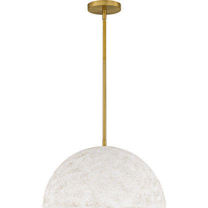 Quoizel Portia 18in 3-Light Pendant | Modern Brushed Gold and White Metal Shade | Kitchen Island & Dining Room | 18 x 18 x 10 in | Model QP6768BRG