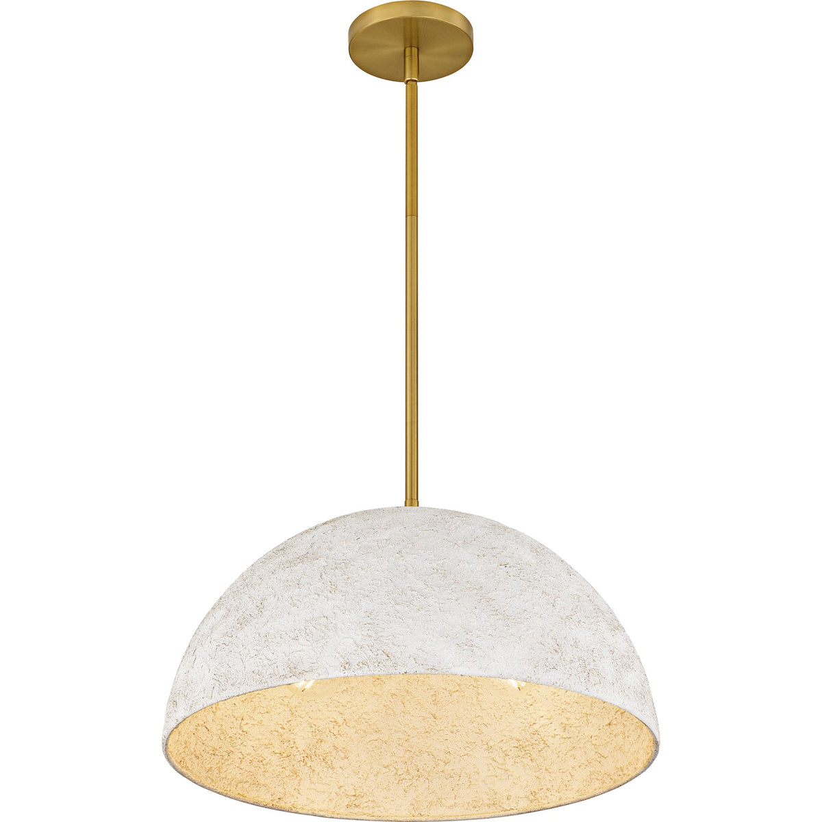 Quoizel Portia 18in 3-Light Pendant | Modern Brushed Gold and White Metal Shade | Kitchen Island & Dining Room | 18 x 18 x 10 in | Model QP6768BRG